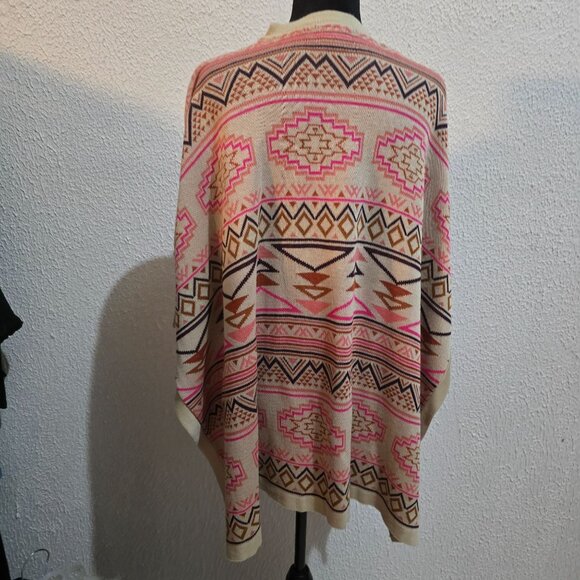 Serendipity By Victoria Southwestern Patterned Open Cardigan S 100% Acrylic - Picture 2 of 6